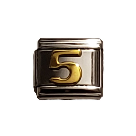 Italian Charm Bracelet Alphabet Letter Link - NUMBER "5" - Picture 1 of 1